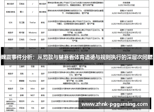 魏震事件分析：从罚款与禁赛看体育道德与规则执行的深层次问题